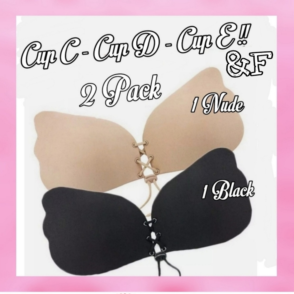 Sale 2 PACK Of the BEST SELLING STRAPLESS BACKLESS BRA Reusable push up w wings.